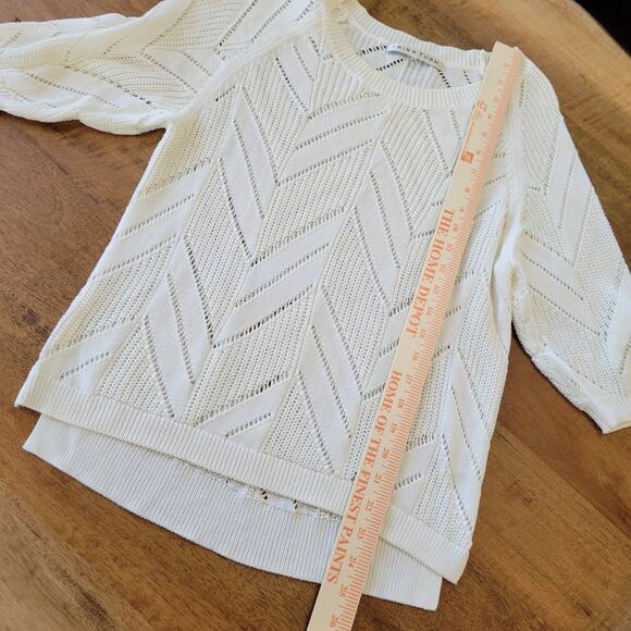 Trina Turk Cottage BOHO Cable Knit Sweater Womens Small Cream Cotton Modal - Picture 9 of 9